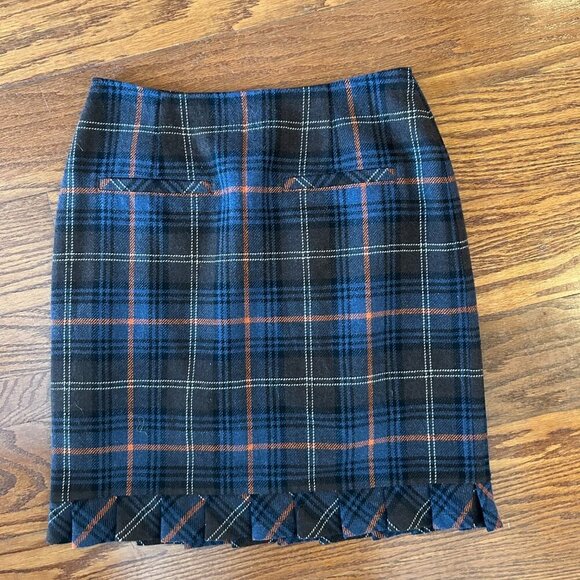 Cabi Wool Blend Plaid Size 6 Pleated Ruffle Pencil Skirt Academia Chantilly - Picture 8 of 8